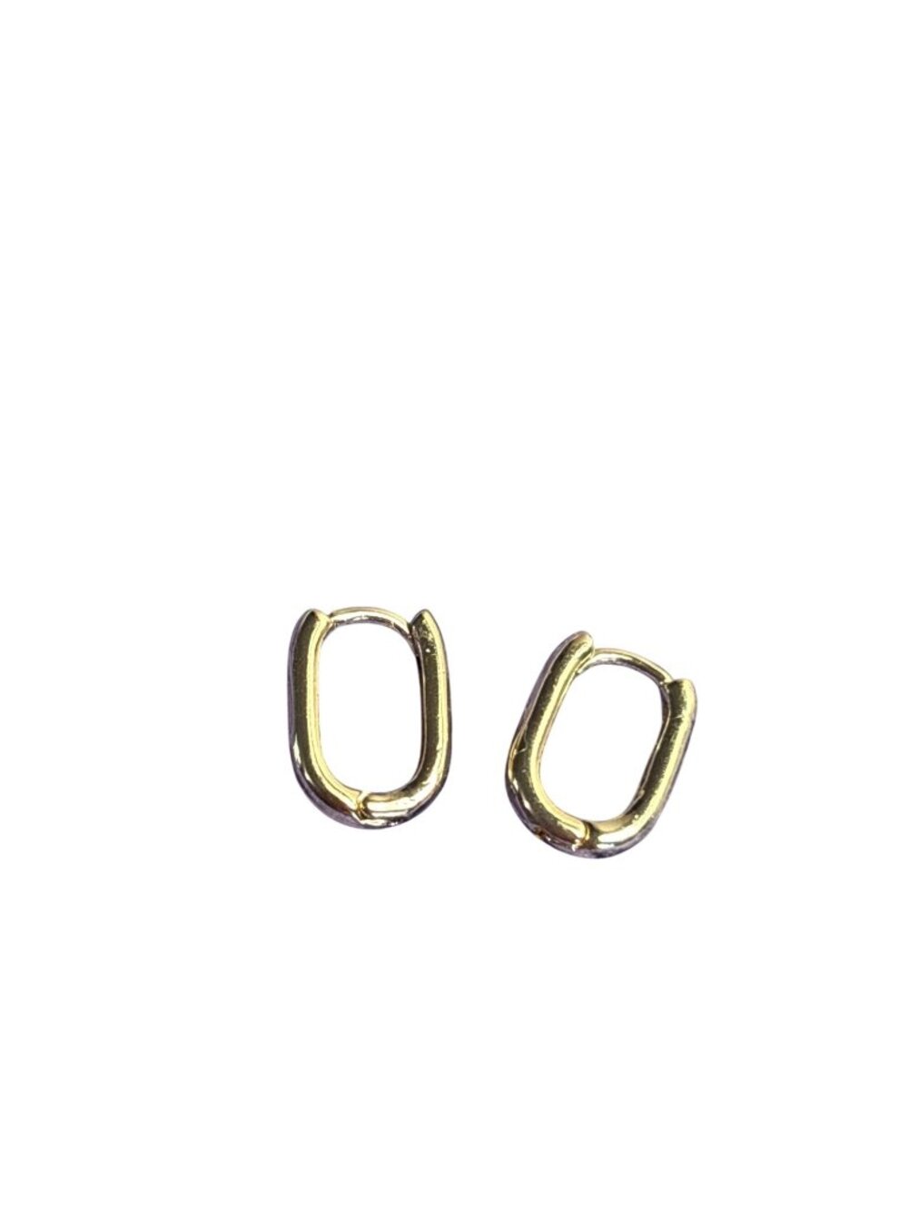 Goldtone Oval Huggie Hoop Earrings 0.5 inch